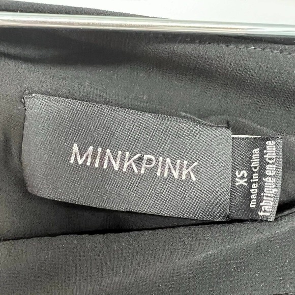 MinkPink Long Skirt Women's Sz XS Black Purple Rose Allover Floral Print Sheer - Picture 5 of 5